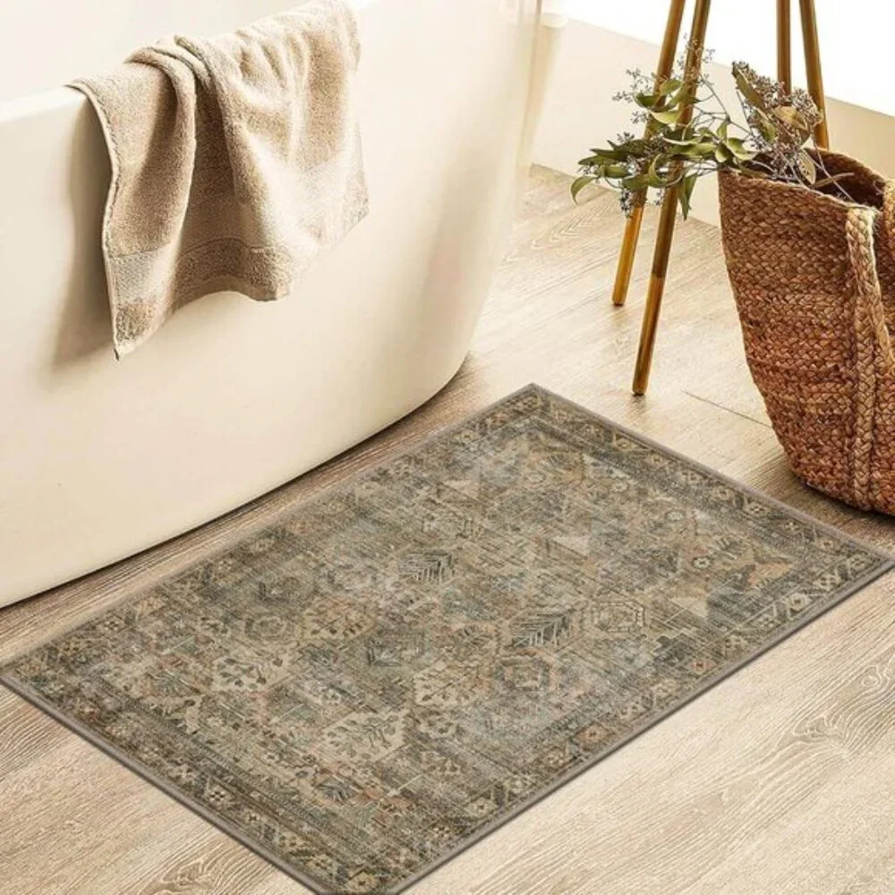 New 2x3 Entryway Rug, Washable Vintage Non-Slip Chenille Carpet for Home & Room